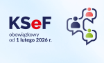 na jasno niebieskim tle napis: KSeF obowiązkowy od 1 lutego 2026 roku